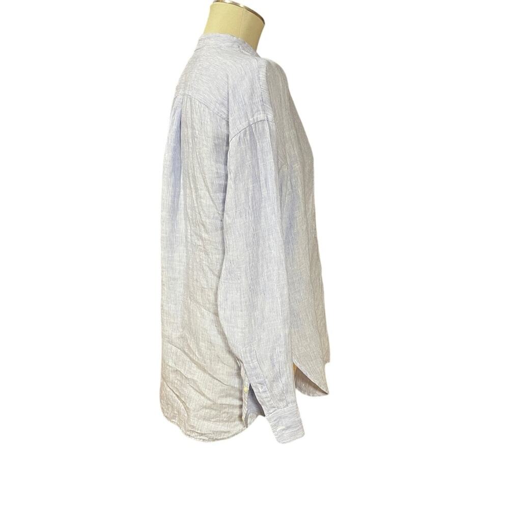 Lauren Ralph Lauren Linen Tunic Blue White Medium - Picture 5 of 6
